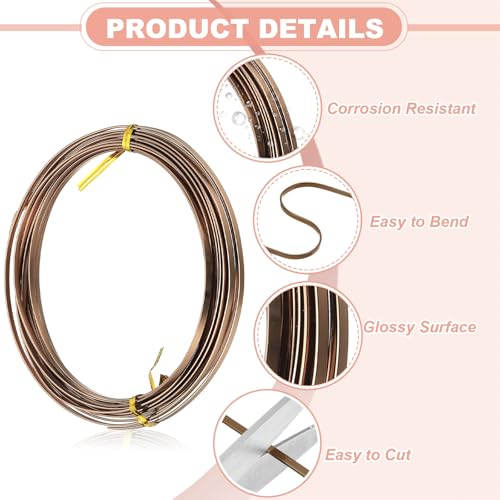 Image of uxcell 18 Gauge Flat Aluminum Wire, 16.40 ft 3mm Wide Aluminum Crafts Wire for Flower Bonsai Crafts Carving DIY Bezel Sculpting Gem Metal Wrap, Brown