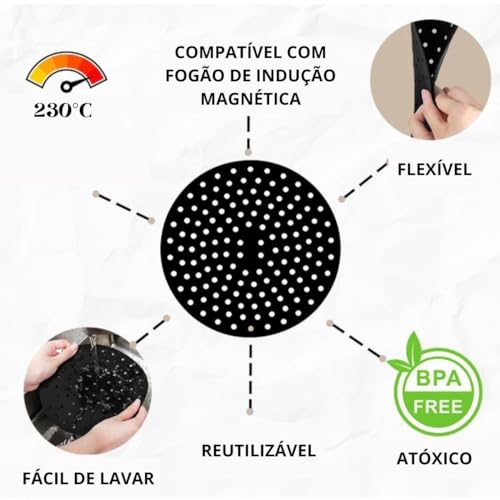 Kit 4 Almofada Silicone Para Fogão de Indução Preto + 1 Descanso de Colher Tampa de Panela Conjunto