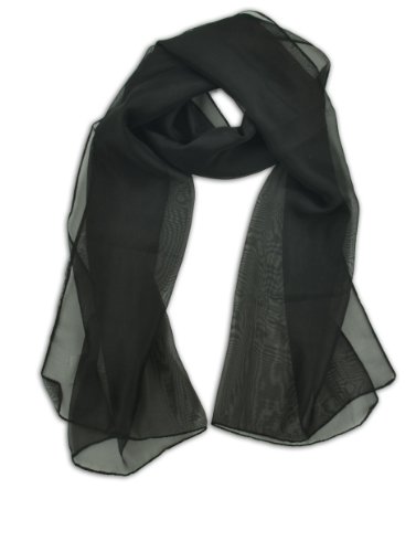 LJL Design Chiffon Scarf Oblong (Black)