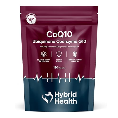 Hybrid Health Ubiquinone Coenzyme Q10 300 MG Supplement | 180 CoQ10 Capsules | Super Strength Naturally Fermented CoQ10 Supplement | Non-GMO | 6 Months Supply
