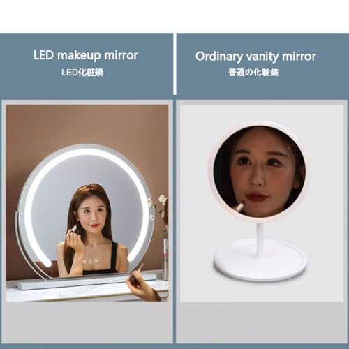 Espejo de maquillaje LED de mesa Lar de 42 cm, espejo estético con luz para dormitorio 6