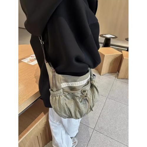 Fairy Grunge Crossbody Bags Emo Lace Coquette Bow Bag Cute Tote Bag Aesthetic Canvas Bag Y2k Crossbody Purses3