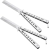 2 Pieces Combs Stainless Steel Folding Practice Combs Hair Styling Tools for Sport Outdoor Use (Silver)