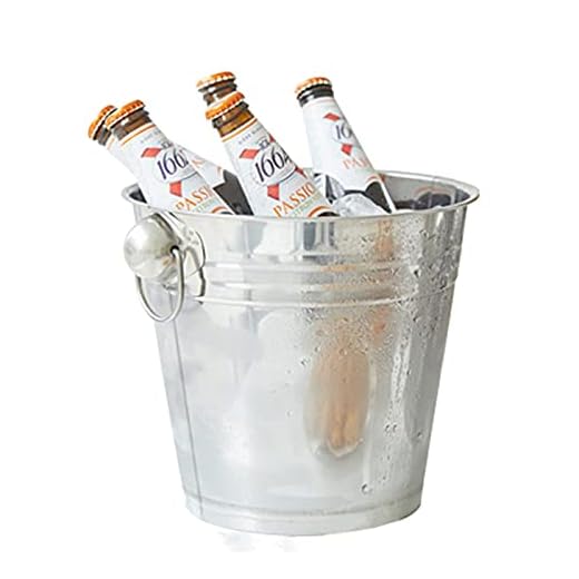 BHBXZZDB Seau à Glace, Seau à Champagne en Acier Inoxydable avec 2 poignées Rondes, Seaux à Glace durables, Convient pour Les Bars, Ktv, Fête et Pique-Nique, 4 litres, 5 litres, 6 litres