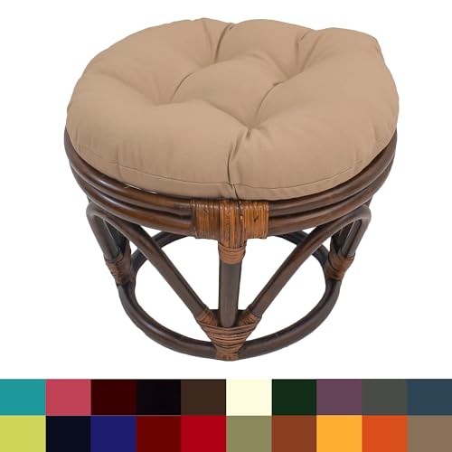 International-Caravan-Furniture-Piece-Rattan-Footstool-with-Twill-Cushion International Caravan Furniture Piece Rattan Footstool with Twill Cushion