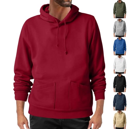 Mens Hoodies Pullover,Lightweight Fleece Long Sleeve Hooded Sweatshirt Y2K Fashion Hoodie with Pockets Fall clothes