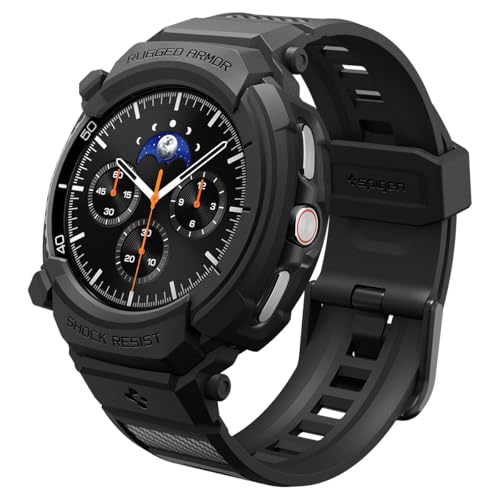 Image of Spigen Rugged Armor Pro for Samsung Galaxy Watch 8 Classic (46mm) Case with Strap - Matte Black