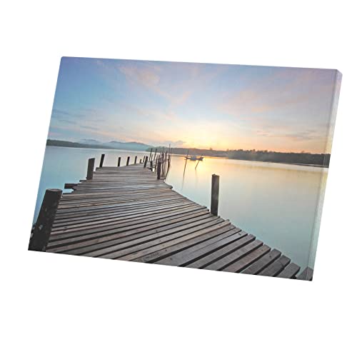 Tableau ponton sur le lac pour transformer un mur vide en espace zen 90x60