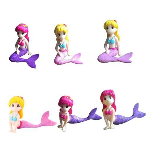 TOYANDONA 3 Series Decoración De Sirena Figuras De Sirena Favores De La Fiesta De Sirena Decoraciones De Cumpleaños De Sirena Mini Adorno De Jardín Micro Paisaje Decoración 6 Piezas X 3