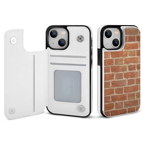 適用 iPhone13ProMax用ケース 手帳型 レンガ柄 スマホケース カード収納 スタンド機能 アイフォン13ProMaxケース 耐衝撃 PUレザー カバー 財布型 Case