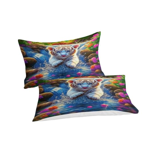 Housse de couette tigre 3D lit super king en microfibre douce avec fermeture éclair invisible