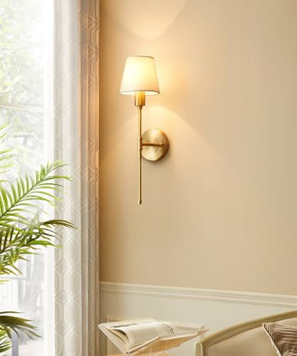 Aplique de pared de tela dorada E14 para pasillo y dormitorio (Pack de 2) 3