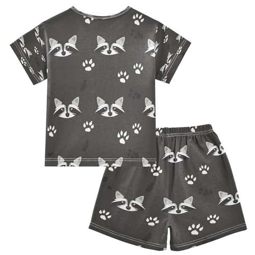 senya Short Sleeve Pajamas Sets Summer Cotton Sleepwear Raccoon Face2