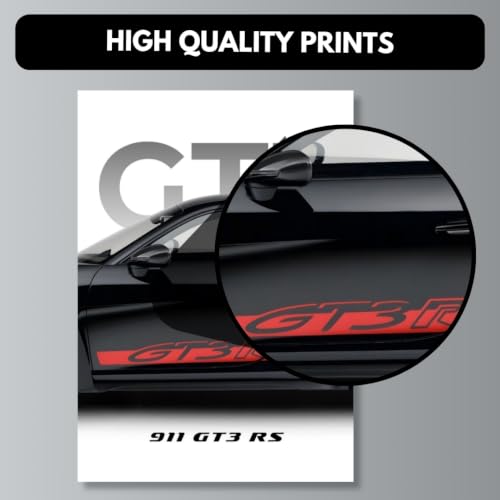 Image of Funk You Store Porche 911 GT3 RS Poster Split Design Car Posters | 3 A3 Sized Cars Poster for Wall | Large Size (89 x 42 cm) Porche Wall Decor | 911 Car Posters for Room | Supercar (B 048)