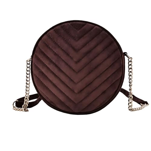 Image of Round Crossbody Bag for Women,PU Leather Shoulder Bag with Metal Chain Strap, Cellphone Purses with Zipper