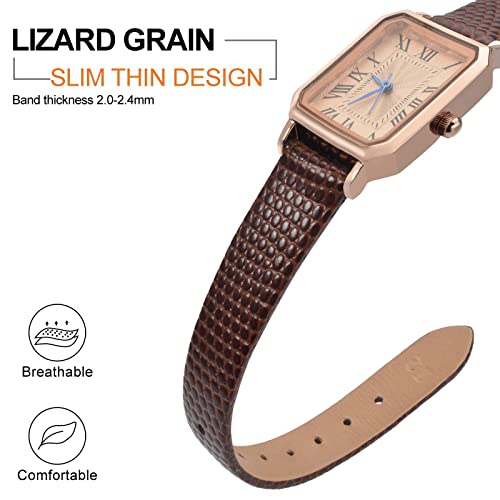 ANNEFIT Horlogeband 12 mm/14 mm/16 mm/18 mm/20 mm, leer, voor dames, hagedissen-reliëf, vervangende armband, Bruin… - Image 4