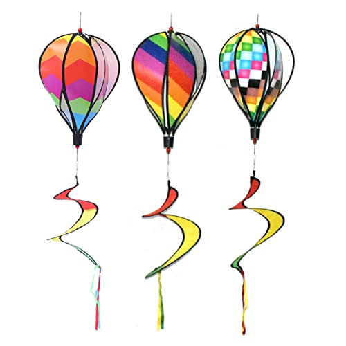 UKCOCO 3pcs Rainbow Hot Air Balloon Ornaments Decorations Ornaments Hot Air Balloon Wind Spinners Color Wind Spinners Outdoor Garden Windmills and Spinners Lawn Cloth