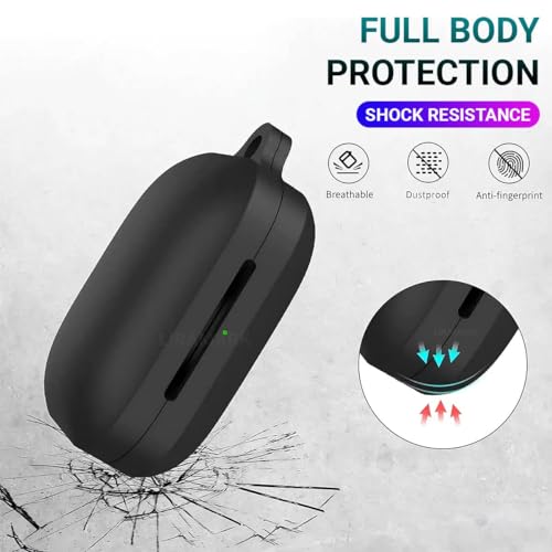 Image of LIRAMARK Silicone Cover Case with Carbiner Compatible with OnePlus Buds Pro 2 (2023) / Oneplus Buds Pro 2R (Black)