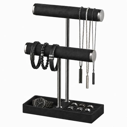 bussdis 2 Tier Bracelet Holder Display, Necklace Holder Organizer, Black