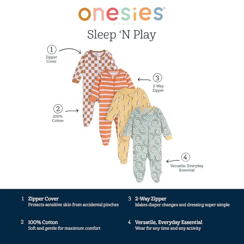 Image of ONESIES Brand Baby Boys Sleepers 4-Pack Footies and Toddler Set