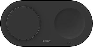 Belkin BoostCharge Pro 2-in-1 Wireless Charging Pad with Qi2 15W, iPhone Fast Charging, Compatible with iPhone 15 Series, AirPods and More with MagSafe Support - Black