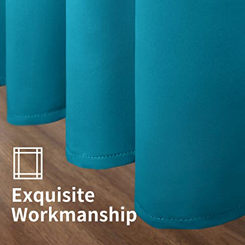 Image of YoungsTex Teal Blue Blackout Curtains 45 Inch Length - Short Thermal Insulated Drapes with Grommet Room Darkening Privacy for Kitchen Bathroom Bedroom Window, 2 Panels, 42 x 45 Inch