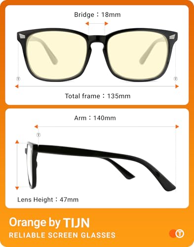 Image of TIJN Gaming Glasses Blue Light Blocking Glasses for Women Men Nerd Eyeglasses Screen Fatigue Anti UV Glare, Black(Gaming Glasses)