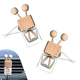 Yekoaru 2 PCS Car Diffuser with Vent Clip, Refillable Empty Glass Essential Oil Diffuser Bottles with Wooden Caps Sticks, Universal Aromatherapy Air Freshener for Most Vehicles Interior Accessories