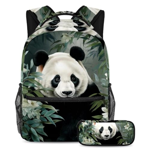 Sac à dos polyvalent 2 pièces Art Panda dans la jungle pour la rentrée scolaire en taille Large