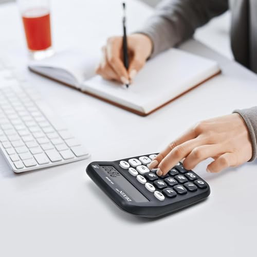 Image of Desktop Calculator with Big Easy-Press Buttons, 12 Digit Large Display Adding Machine for Office, Desk & Home Use, Black