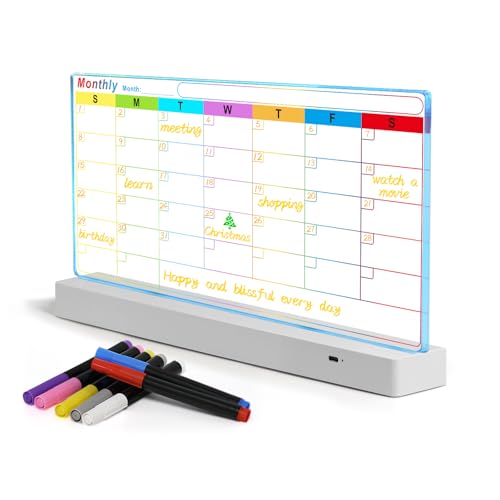 Dry Erase Board Calendar, Rechargeable LED Dry Erase Board, Comes