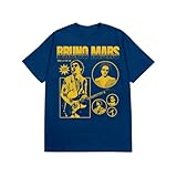 Bruno Mars Official Merch Guitar T-Shirt, Blue, Large
