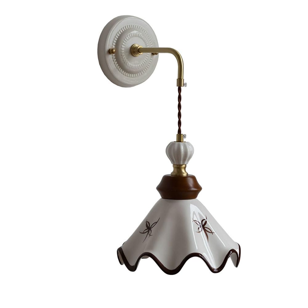 HXYSXHJUO Japanese Industrial Style Ceramic Wall Light, Personalized Single-Head Sconce, E26 Light Source Flush Mount Lamp, Porch Living Room Entrance Decorative Fixtures