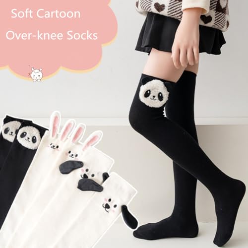 Girl Knee High Socks Cute Cartoon Animal Over-knee Stockings Thigh High Boot Socks 3pairs2