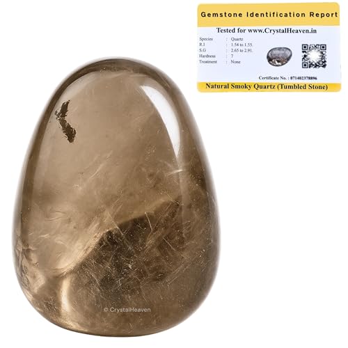 Image of Certified Smoky Quartz Crystal Healing Tumbled Stone, Natural Polished Crystals for DIY Crafts, Manifestation, Meditation, Pooja Feng Shui and Reiki Healing (30 Grams)