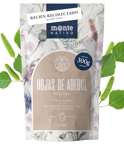Hojas de Аbedul secas Monte Nativo (300g) - Té de Abedul - Infusiones de hierbas – Té de hierbas - Cuidadosamente cortado y secado – 100% puro y natural
