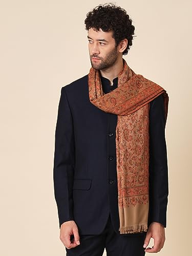 Image of Zamour Faux Pashmina Soft Jamawar Woven Jacquard Shawl for Men