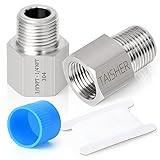 TAISHER 2PCS Forging of 304 Stainless Steel Fitting, Reducer Adapter, 1/4-Inch Male Pipe x 3/8-Inch Female Pipe