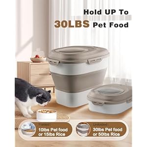30Lbs-Dog-Food-Storage-Container-Collapsible-Dog-Food-Container-with-Airtight-Lids-Scoop-and-25L-Small-Pet-Food-Storage-Container-Dry-Food-For-Dog-Cat-and-Other-Pet-Food-Khaki - Cucciolini Doodles 30Lbs-Dog-Food-Storage-Container-Collapsible-Dog-Food-Container-with-Airtight-Lids-Scoop-and-25L-Small-Pet-Food-Storage-Container-Dry-Food-For-Dog-Cat-and-Other-Pet-Food-Khaki