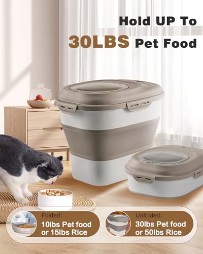 30Lbs-Dog-Food-Storage-Container-Collapsible-Dog-Food-Container-with-Airtight-Lids-Scoop-and-25L-Small-Pet-Food-Storage-Container-Dry-Food-For-Dog-Cat-and-Other-Pet-Food-Khaki - Cucciolini Doodles 30Lbs-Dog-Food-Storage-Container-Collapsible-Dog-Food-Container-with-Airtight-Lids-Scoop-and-25L-Small-Pet-Food-Storage-Container-Dry-Food-For-Dog-Cat-and-Other-Pet-Food-Khaki