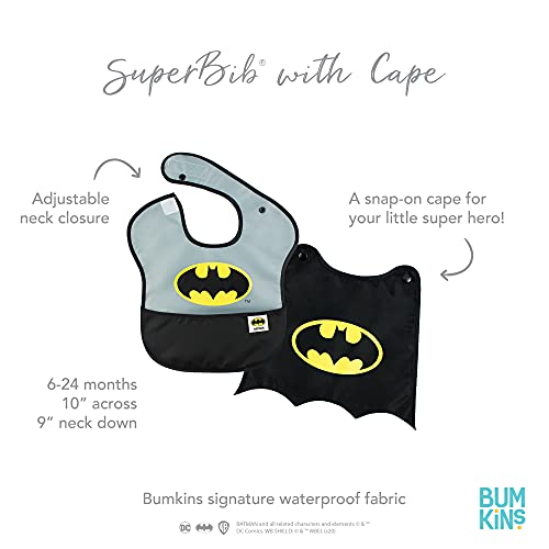 Bumkins Bibs, Dc Comics Batman, Baby Bibs For Girl Or Boy, Superbib With Cape, Baby And Toddler Bib For 6-24 Months, Baby Bib For Eating, Feeding Bib, Waterproof Fabric #TOP5