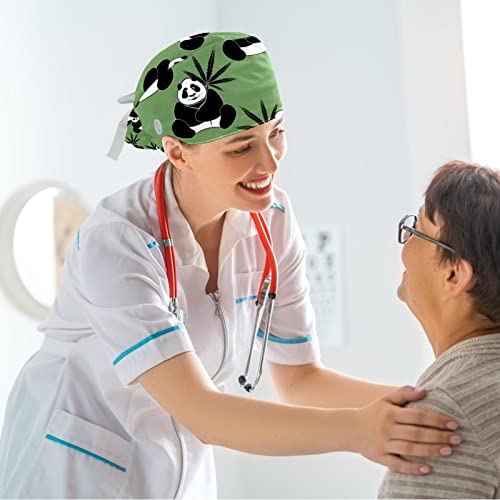 Image of Colored Butterflies Scrub Caps Women Ponytail, Adjustable Bouffant Surgical Caps with Button, Nurse Hats Long Hair