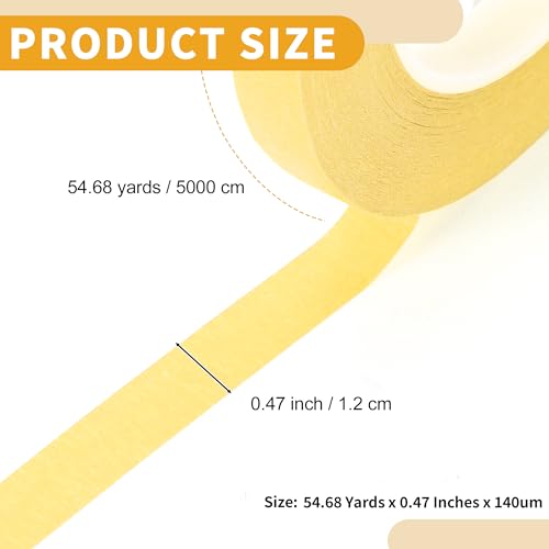 Image of 1 Pc Painters Tape Masking Master Tape Easy Removal Yellow 5000x1.2x0.01cm / 54.68 Yards x 0.47 Inches x 140um