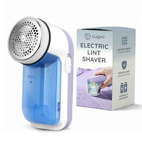 CUQOO Fabric Shaver – Portable Electric Lint Remover for Clothes, Furniture & Bedding | Revive Fabrics with 3 Stainless Steel Blades & Honeycomb Mesh - Lightweight, Powerful Defuzzer