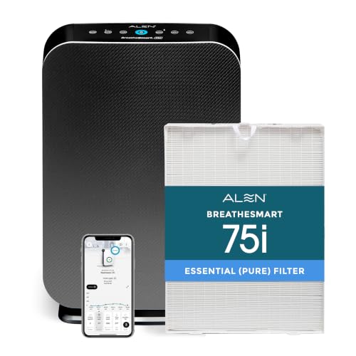 Image of Alen Air Purifer BreatheSmart 75i HEPA w /Pure Filter for Large Rooms up to 2800 Sq. Ft. - Perfect for Living Room & Kitchen - Captures Dust - Graphite