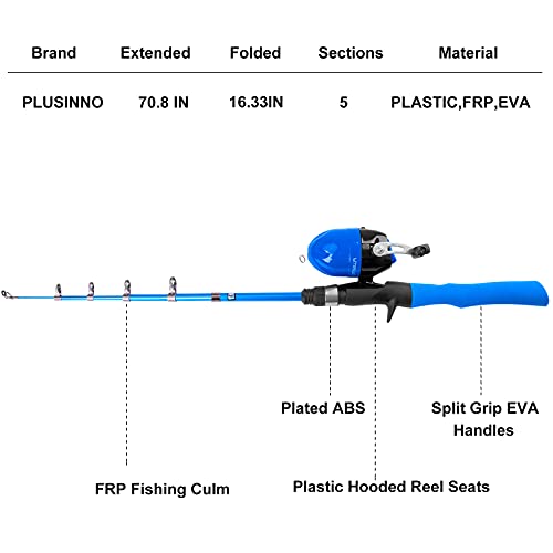image for PLUSINNO Kids Fishing Pole,Telescopic Fishing Rod and Reel Combos with