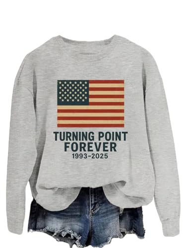 Turning Point Forever 1993-2025 Sweatshirt a True Patriot American Flag Freedom Crew Neck Leisure Pullover Top