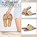 Tscoyuki Slides Sandals for Women Basic Raffia Slip On Flat Sandals Open Toe Comfort Beach Sandals Slippers for Casual Dressy Summer Tan Size 7.5