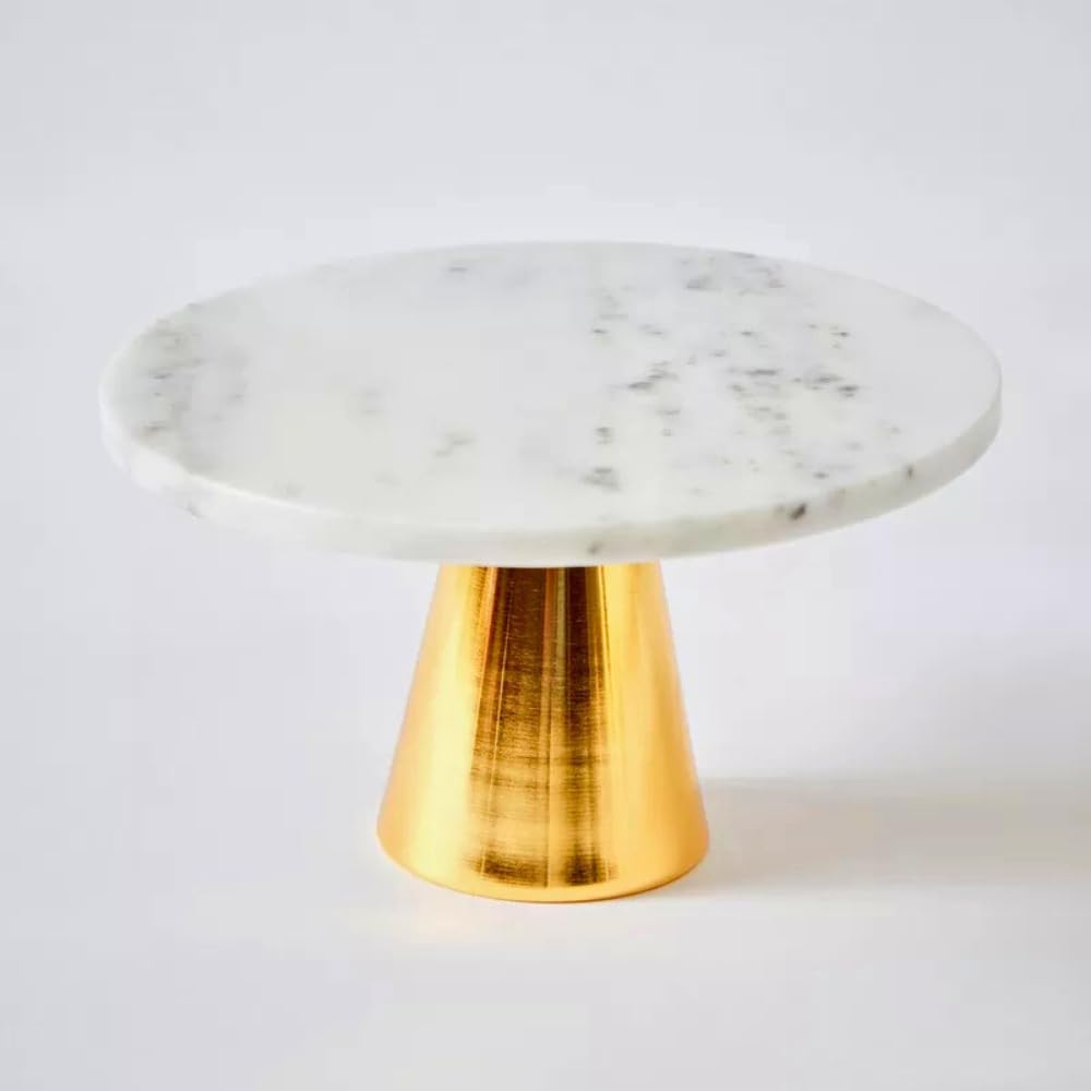 1CHASE White Marble Cake Stand - Vanity Trinket Stand, Decorative Stand for Bedroom, Bathroom, Jewellery Tray Stand