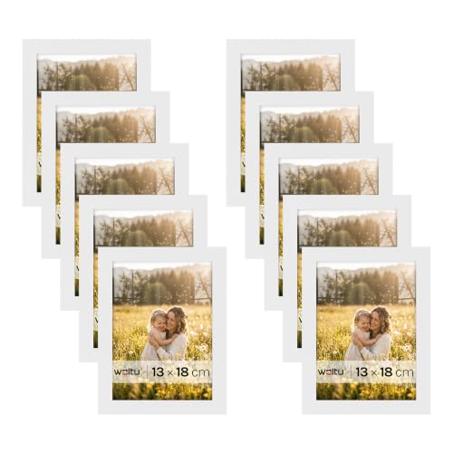 WOLTU Bilderrahmen 13x18, 10er set, MDF-Holz Fotorahmen mit Passepartout – Ansicht 1